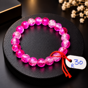 Pink Crackle Glass Bead Bracelet
