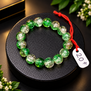 Green Crackle Glass Bead Bracelet