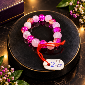 Pink Crackle Bead Bracelet
