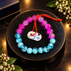 Magenta & Aqua Two-Tone Beaded Bracelet