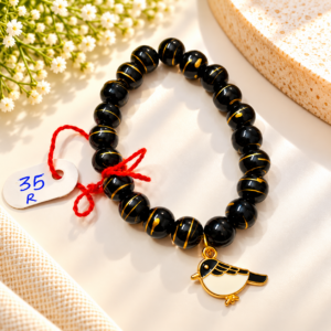 Black & Gold Bird Charm Bracelet