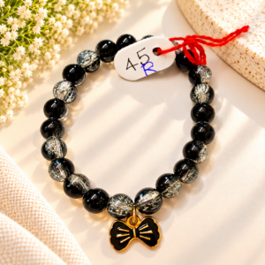 Black & Silver Sparkle Bow Bracelet