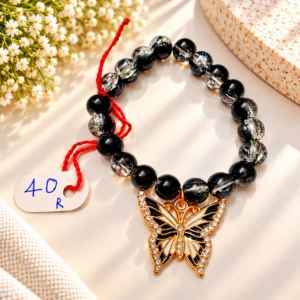 Mystic Butterfly Black Beaded Bracelet