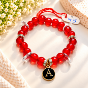Red Crystal A-Charm Bracelet