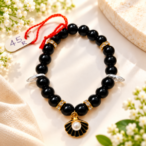 Black Pearl Charm Bracelet