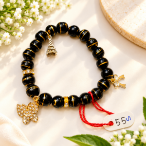 Elegant Black & Gold Charm Bracelet