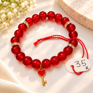 Ruby Heart Key Bracelet